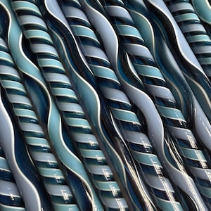 NEW!!! 96coe &quot;Blue Steel&quot; glass Cane, twisties, fusing cane, twisties, steel blue twisties