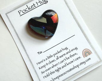 Fused Glass Pocket Heart: bronze dichroic