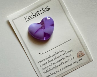 Fused glass pocket heart /heart /pocket hug /glass heart