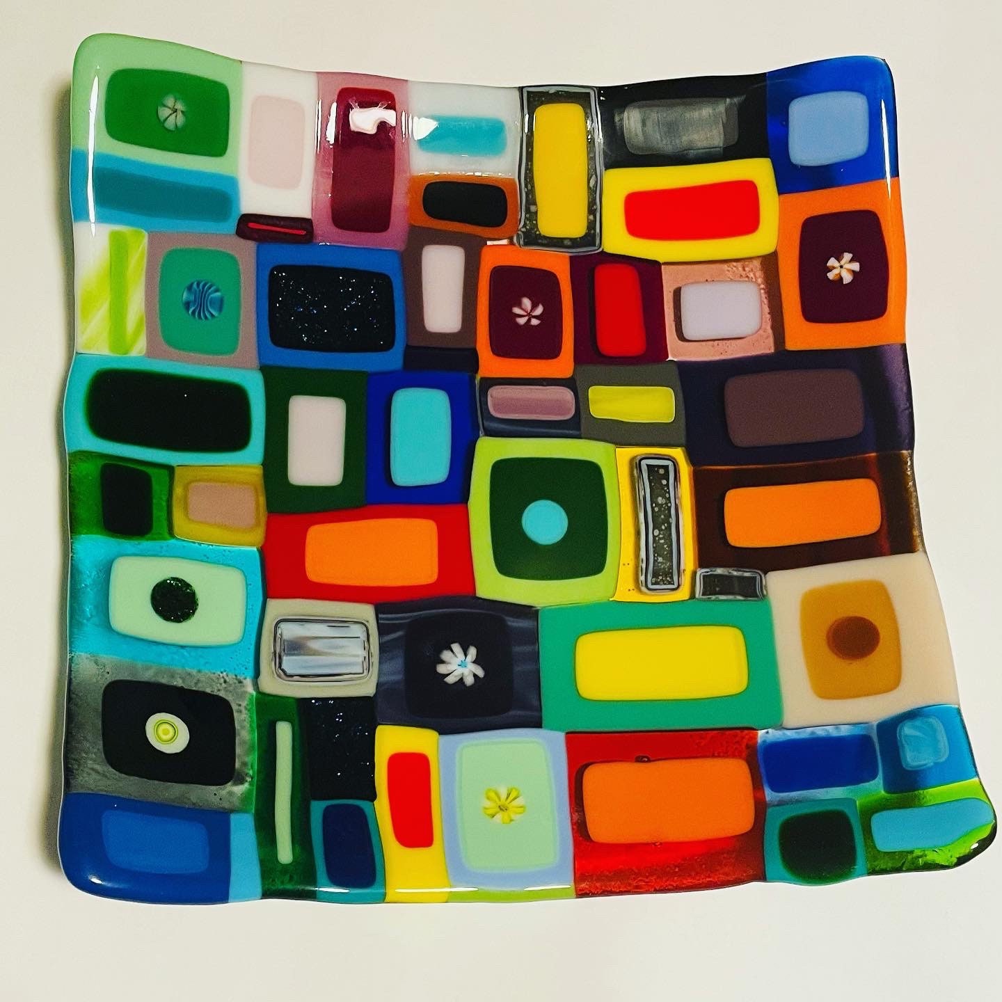 Most Colorful Fused Glass Dish Plate Platter Etsy Denmark