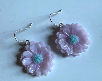 Fused Glass Chrysanthemum earrings