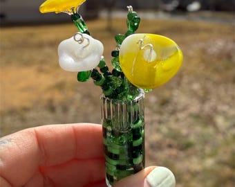 Fused glass miniature Flowers / glass flower bouquet