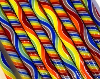 NEW!!! COE 96 "Rainbow dash" glass Cane, twisties, fusing cane