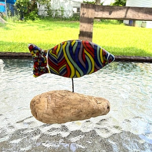 Fused glass driftwood fish/ fish/glass fish