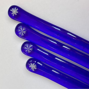 Fused glass swizzle sticks, set of 4 cocktail stirrers, glass drink stirrers, glass java sticks, coffee stirrers, fused glass