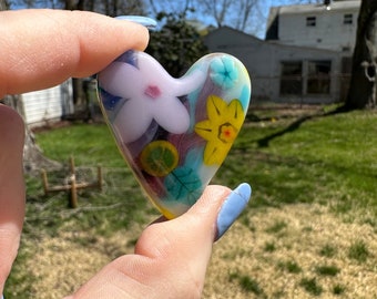 Fused glass Artful heart  /heart /glass heart  /fused glass heart