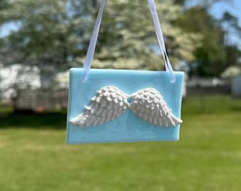 Fused glass Angel Wings sun catcher/ ornament