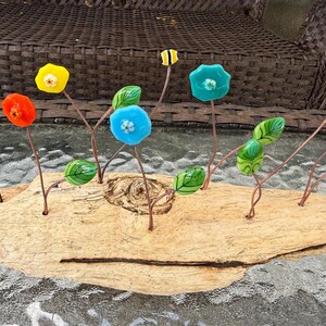 Fused glass driftwood flower bar/ flowers/glass glass flower / flower bouquet