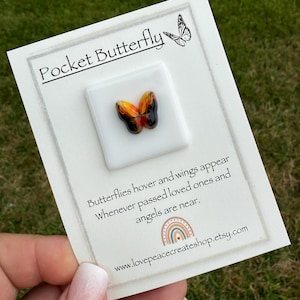 Fused glass pocket butterfly/ butterfly token / butterfly/ glass butterfly