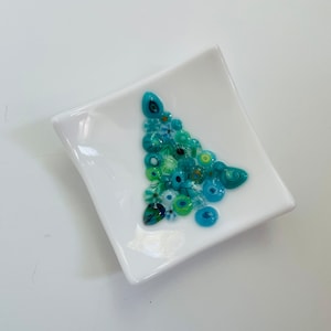 Christmas tree fused glass mini dish
