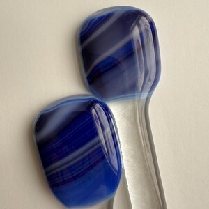 Fused glass swizzle sticks, set of 2 cocktail stirrers, glass drink stirrers, glass java sticks, coffee stirrers,  blue swirl