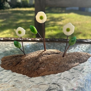 Fused glass driftwood flower bar/ flowers/glass glass flower / flower bouquet