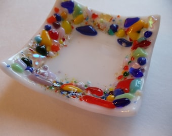 White multi colored mini dish