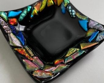 Fused glass dichroic mini dish