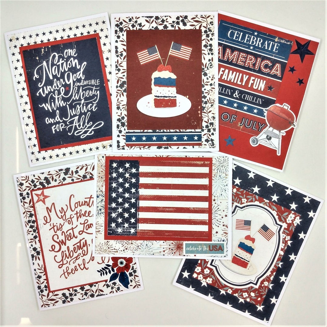 Patriotic Note Cards / 6 Card Sets / Red, White, Blue #1 - Etsy