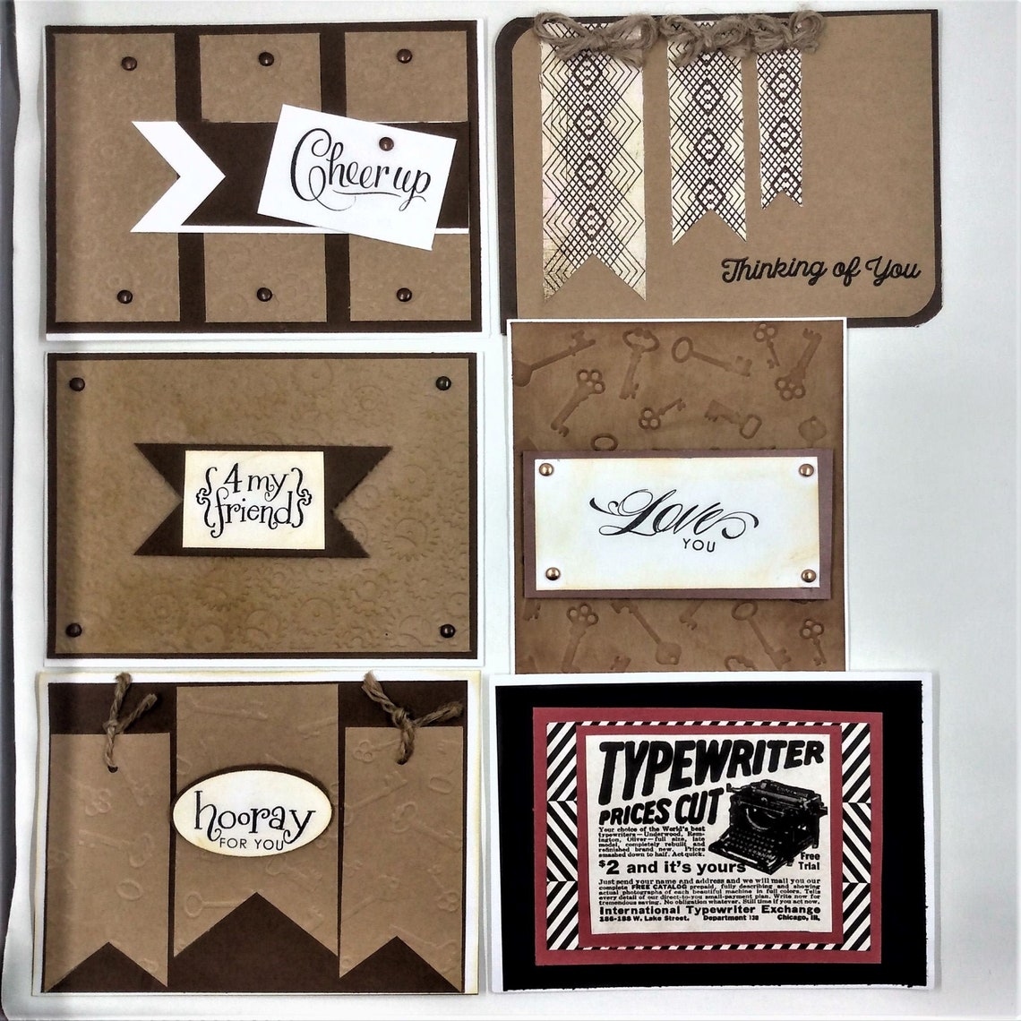 Masculine Greeting Cards / Set of 6 / Manly Notecards for Men