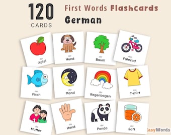 Flashcards Deutsch – 120 Erste Wörter für Kinder | Lernkarten mit Wortschatz zum Ausdrucken (PDF, Montessori)