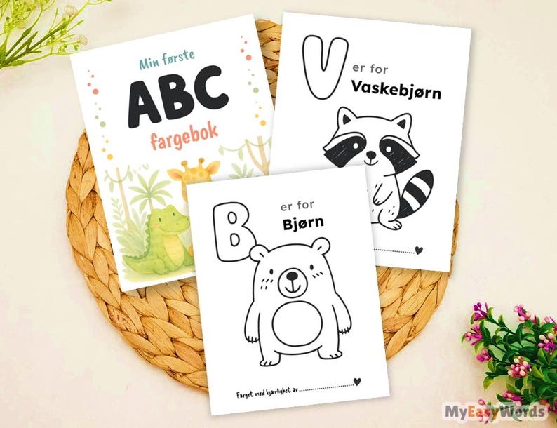 Norsk Dyrealfabet Fargeleggingsbok – ABC A-Å for Barn | Lærings- Og ...