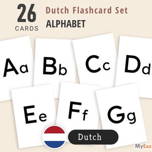 Dutch Alphabet Letter Flashcards, ABC Cards A–Z for Toddlers & Preschool, Educational Printable PDF
