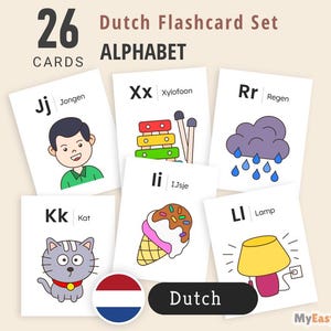Dutch Alphabet Flashcards, ABC Cards A–Z for Toddlers & Preschool, Educational Learning PDF