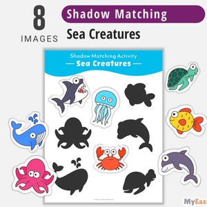 Sea Animal Shadow Matching Game: Montessori Toddler Activity (PDF)
