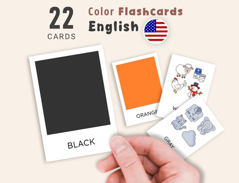 22 Printable Color Flashcards, 11 Basic Colors, Educational Rainbow ...