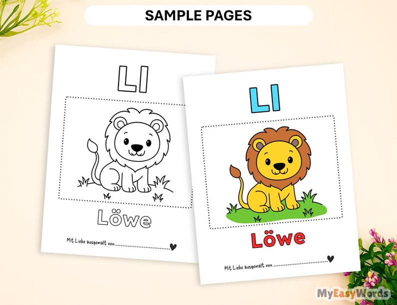 Abc-malbuch Tiere | German Animal Alphabet Coloring | Baby Shower Games ...