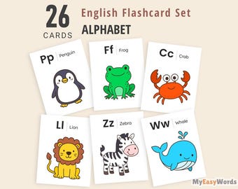 Animal Alphabet Flashcards: Printable ABC Learning Resource (Digital Download)