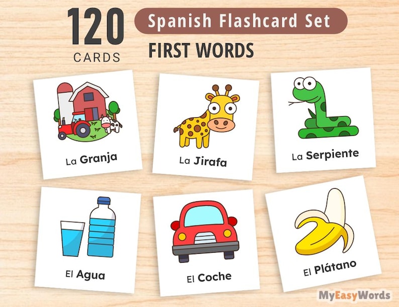 Spanish First Words Flashcards: Baby & Toddler Learning (PDF Download ...