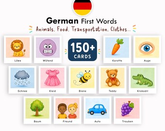 Flashcards Deutsch – 120 Erste Wörter für Kinder | Lernkarten mit Wortschatz zum Ausdrucken (PDF, Montessori)