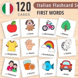 Italiaanse flashcards: 120 eerste woordjes voor peuters (afdrukbaar pdf-bestand)