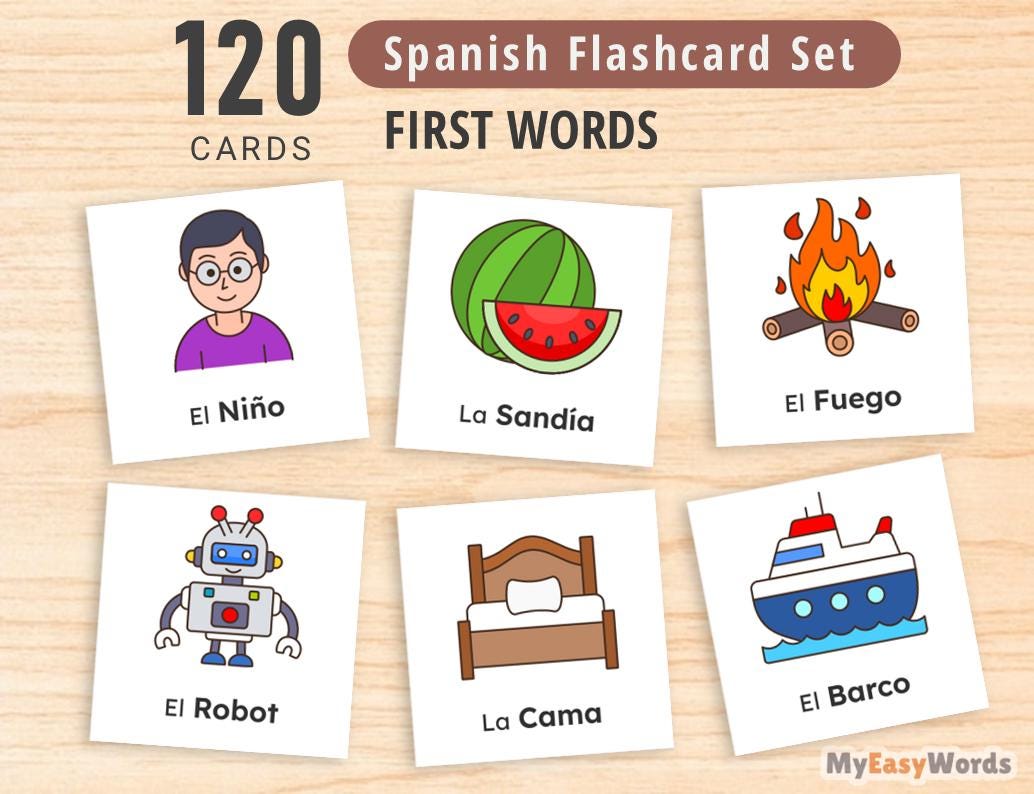 Spanish First Words Flashcards: Baby & Toddler Learning (PDF Download ...