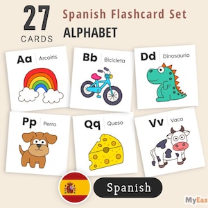 Spanish Alphabet Flashcards with Pictures: ABC Learning Cards (PDF Printable)