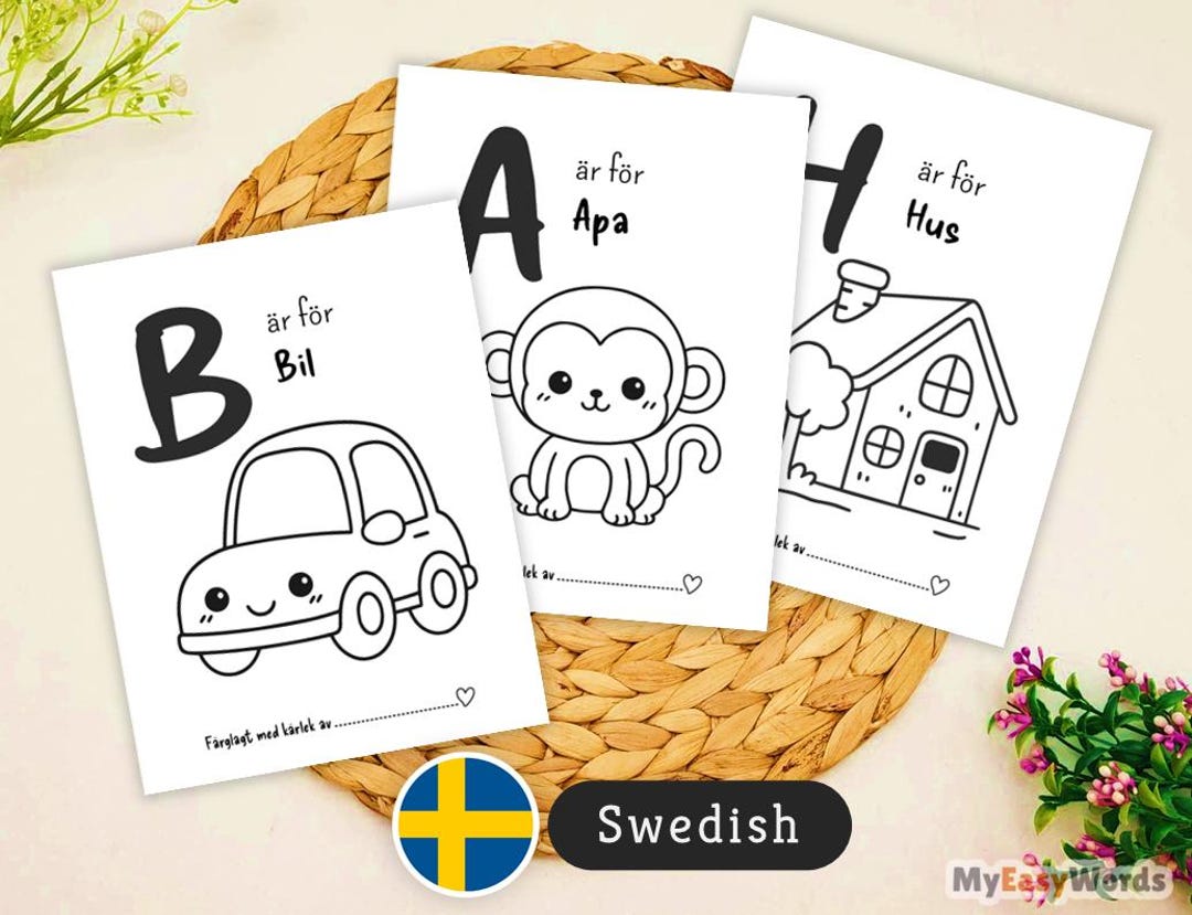 Swedish Alphabet Coloring Book, Printable ABC Activity Pages A–Z for  Toddlers \u0026 Preschool, Educational PDF Download - Etsy New Zealand, image size:1080x829