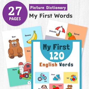 Englisch Bild-Wörterbuch für Kinder, Erste Worte für Kinder, Homeschooling Ressource, Vokabeln lernen, Fun & Easy Digital Download