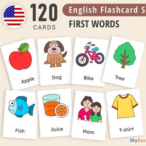 Set di schede didattiche "First Words" per bambini, schede didattiche per bambini piccoli, materiali Montessori per l'istruzione parentale