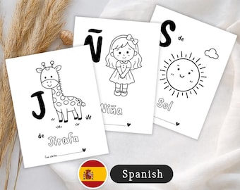 Spanish Alphabet Coloring Book, Printable ABC Activity Pages A–Z for Toddlers & Preschool, Educational PDF Download