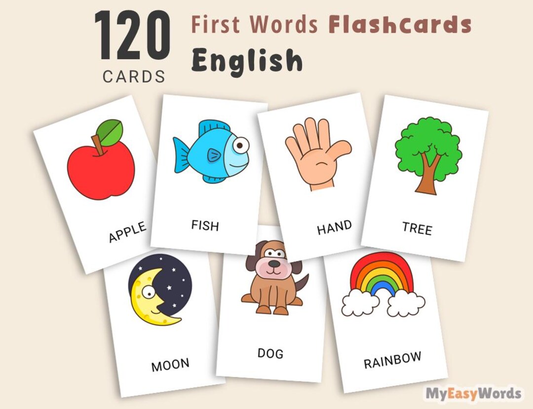 First Flash Card First Words Flashcard Set for Kids, Toddler Flash Cards, Homeschool ...