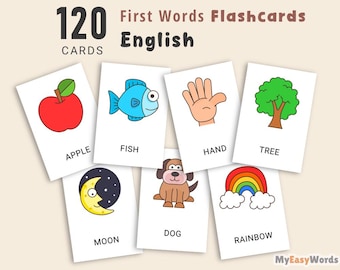 First Words Flashcard Set for Kids, Toddler Flash Cards, Homeschool Montessori Materials