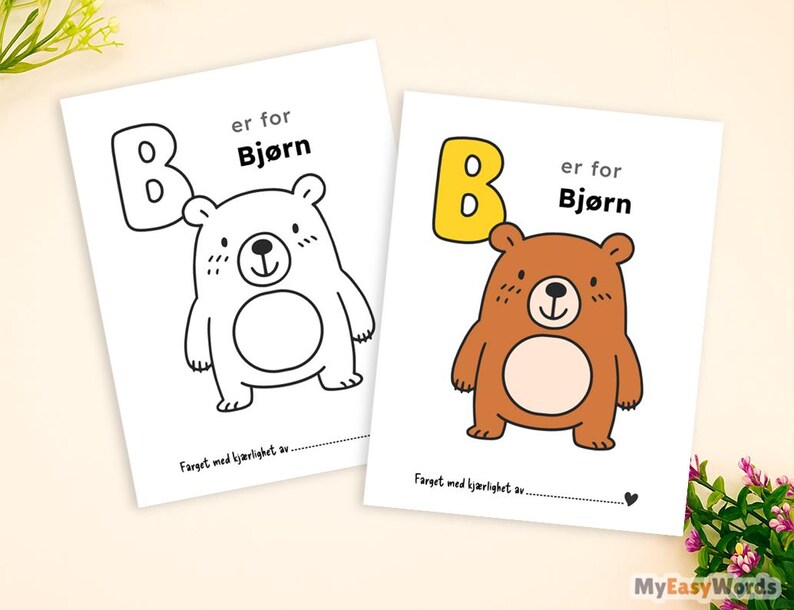 Norsk Dyrealfabet Fargeleggingsbok – ABC A-Å for Barn | Lærings- Og ...