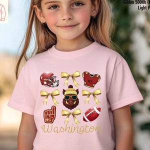 Personalized Washington Kid Sweatshirt - Football Custom Bow Tshirt, Coquette Bow Shirt, Famfit10-08