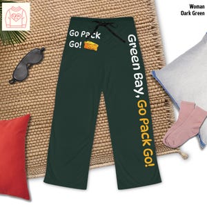 Go Pack Go Pajama Pants, Green Bay Pajamas Women, Green Bay Pajamas Men, Packer Pajamas Fan Gift, Pajama Pants, Gift for Him, Gift for Her