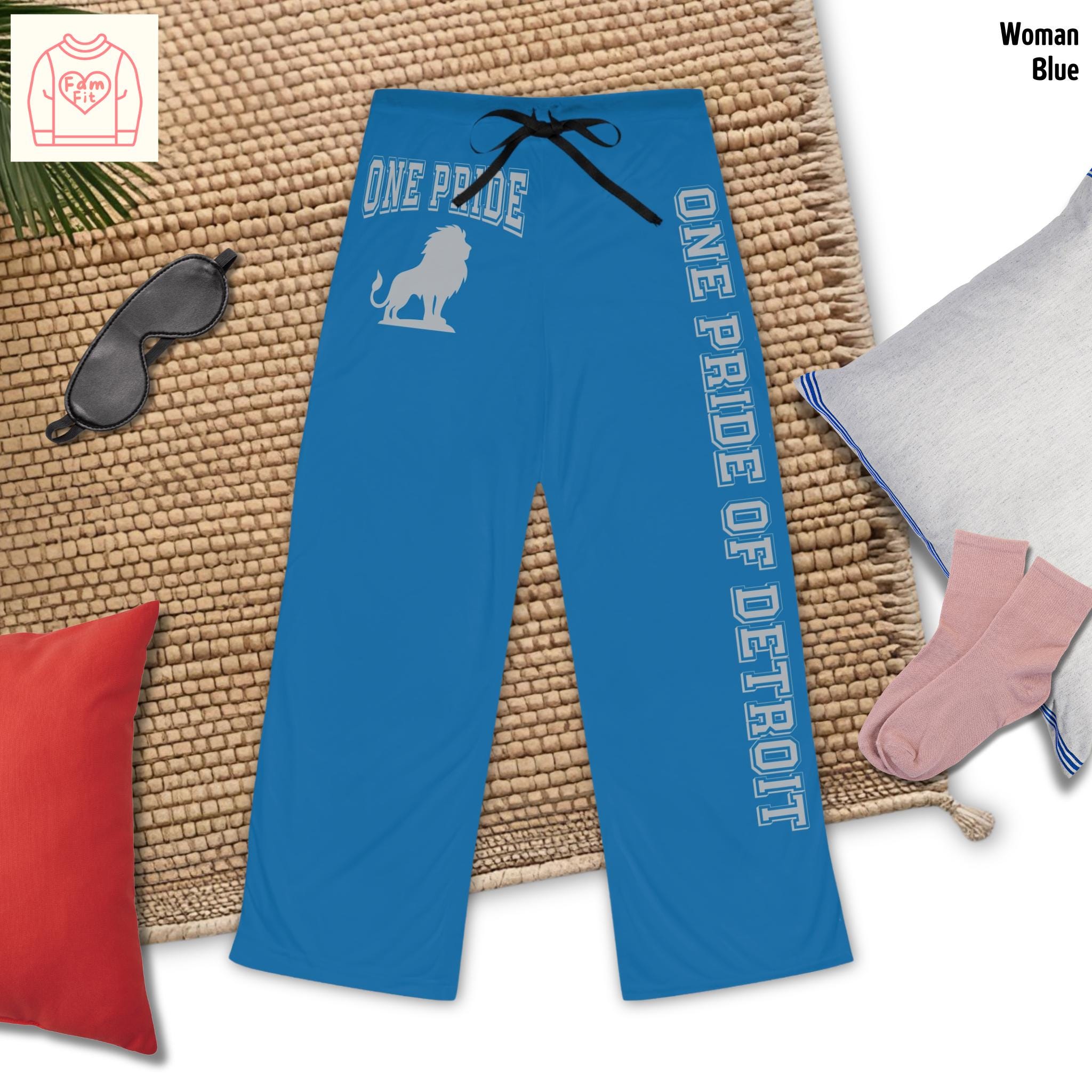 Detroit One Pride Pajama Pants - Lion Couple Pajamas, Loungewear Gift, FamFit03-06