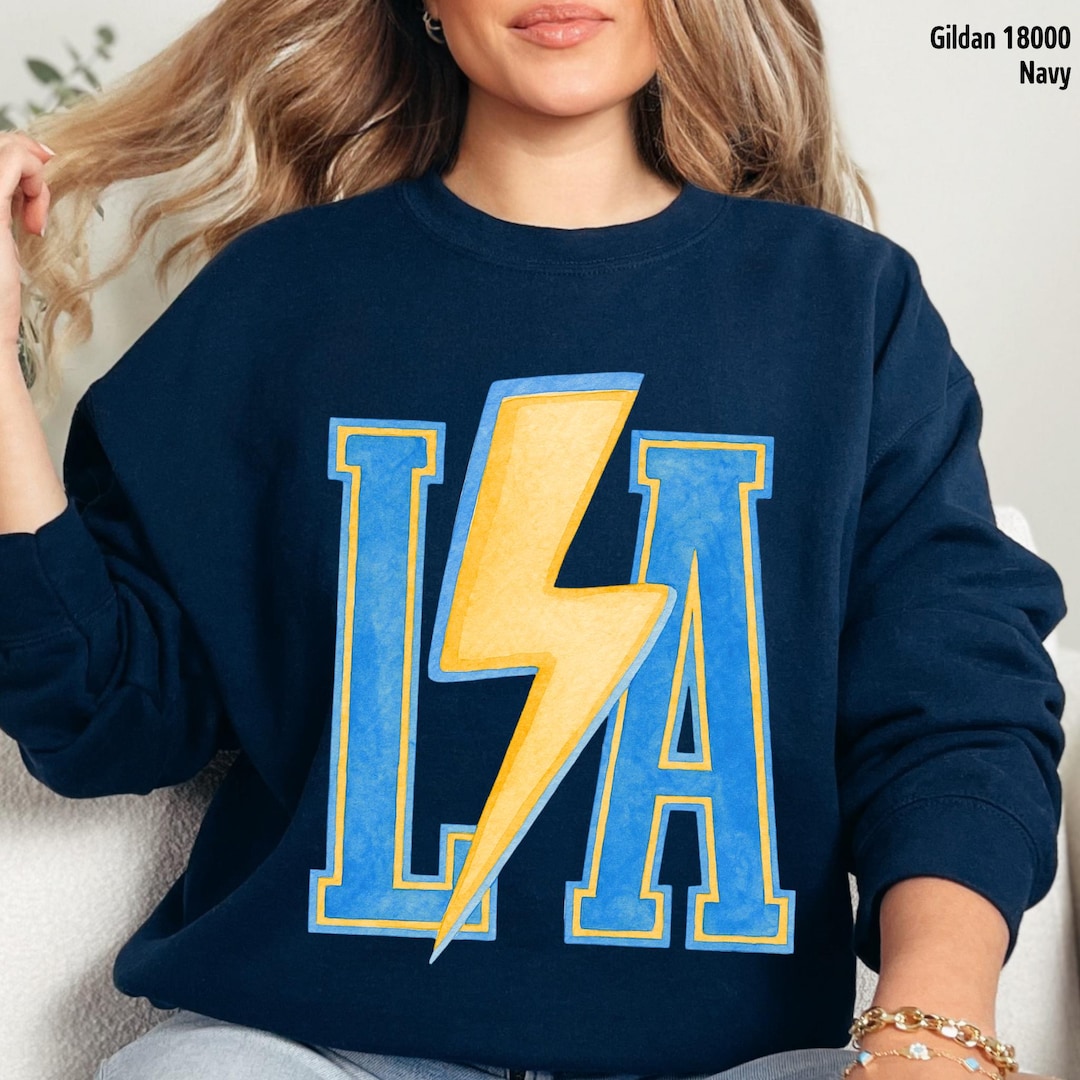 Los Angeles Sweatshirt- Watercolor LA Charger Sweatshirt, Football