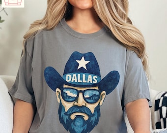Comfort Colors Dallas Tshirt - Cowboy Watercolor Tee, Football Gameday Shirt, Famfit24-07