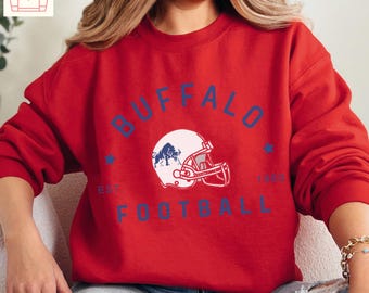 Camiseta de fútbol americano Buffalo - Sudadera vintage de cuello redondo, camiseta de fútbol americano, Famfit01-17