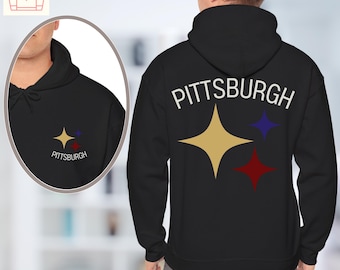 Pittsburgh Hoodie - Custom 2 sided Sweatshirt with Hood, Personalized Steeler Hoodi Shirt, Famfit30-07