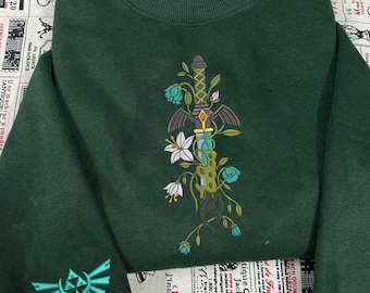 Decayed Master Sword Legend of Zelda Embroidered Sweatshirt, video game player, Legend of Zelda Tee, Gift for Gamer Fans