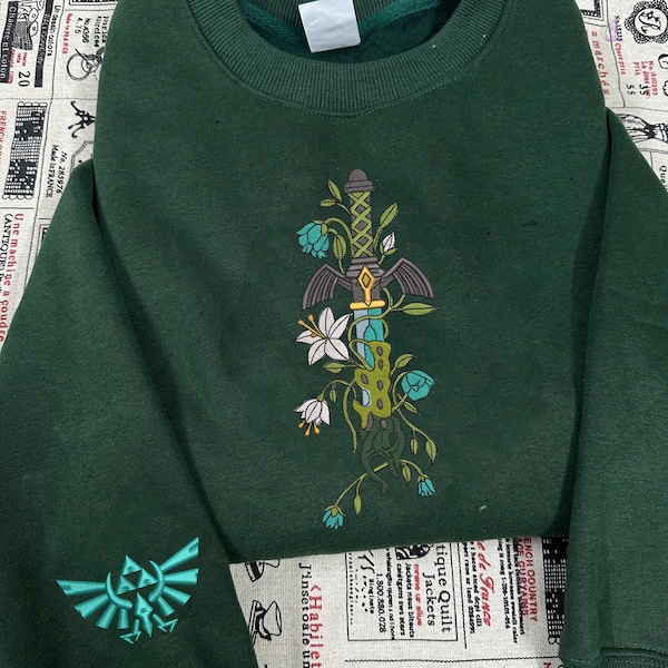 Decayed Master Sword Legend of Zelda Embroidered Sweatshirt, video game player, Legend of Zelda Tee, Gift for Gamer Fans