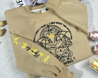 Fourth Wing Embroidered Sweatshirt and Hoodie, Fly or Die Sweater, Bookish Gift